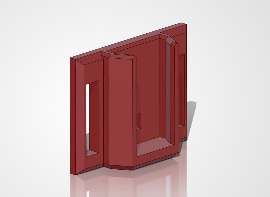 CAD render of mounting base with strap slots and dovetail channel