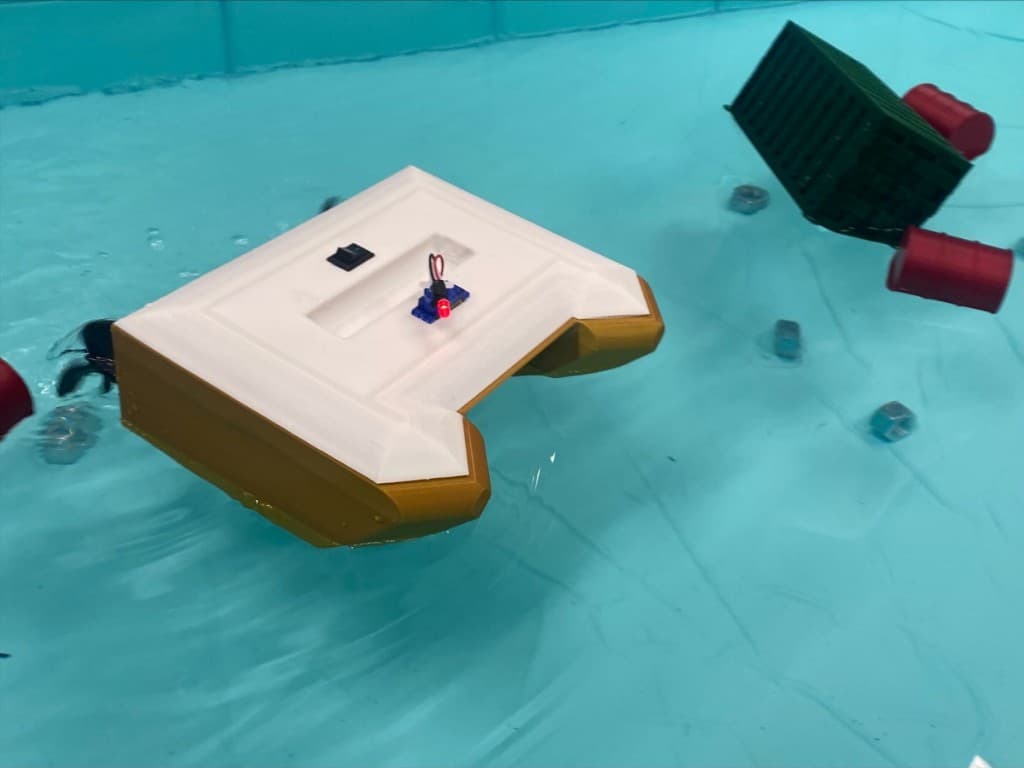 Vessel navigating around obstacles during pool testing