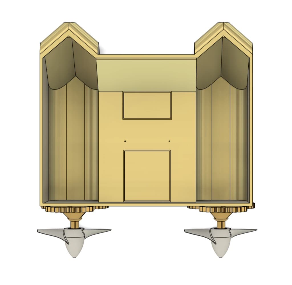Top-down CAD view of the completed vessel layout